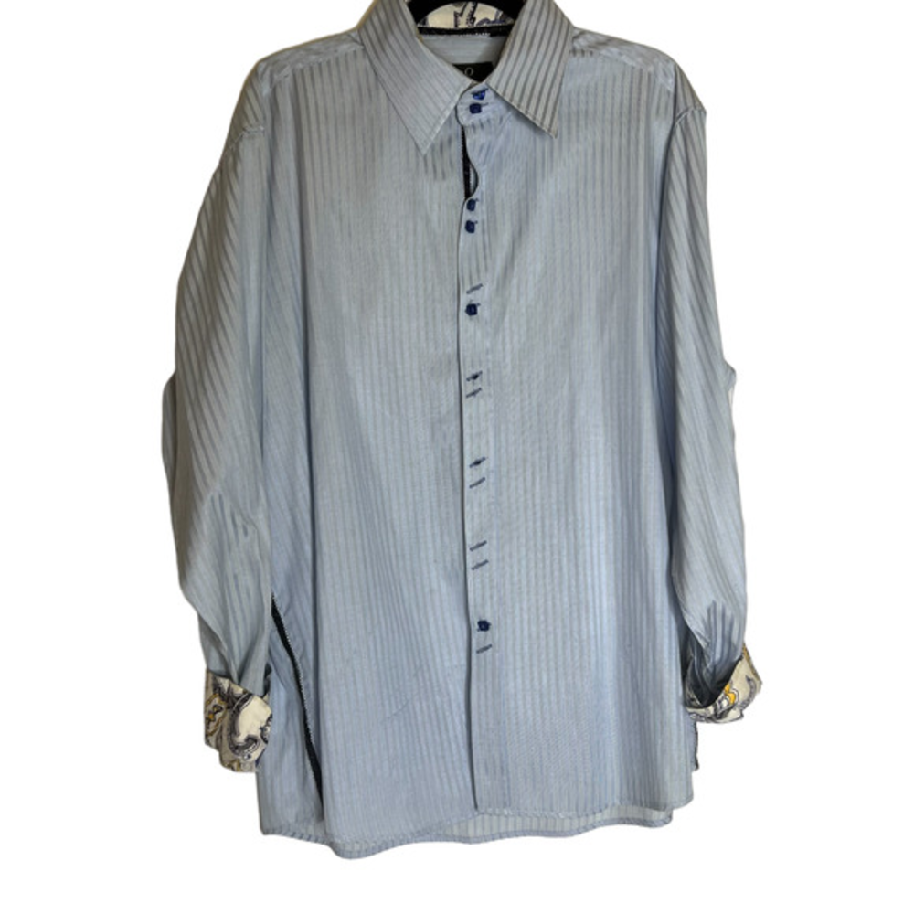H2O Collection Blue‎ and White Striped Dress Shirt Size 2XL